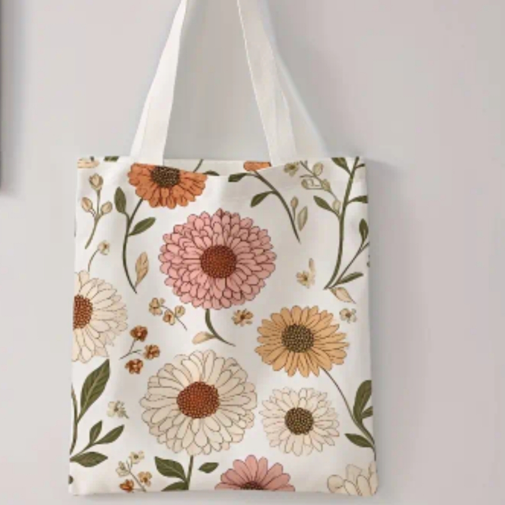 Floral PRINT CANVAS TOTE BAG - Picture 4 of 5